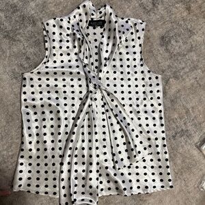 Evan Picone White and Black Polka Dot Blouse